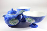 Juego de té porcelana azul